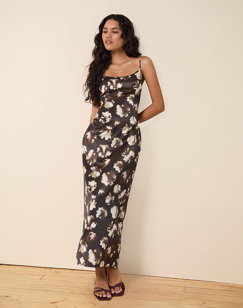 motel rocks brown floral dress Print Maxi Lowboy Fashion Nova Anastasia Embellished US SIZE:14 MODEL WEARS SIZE