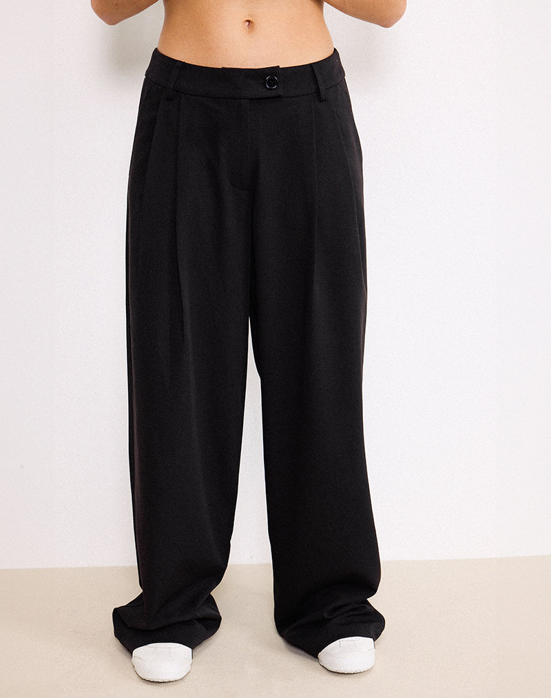 Black Oversized Wide Leg Trousers | Sakira – motelrocks.com