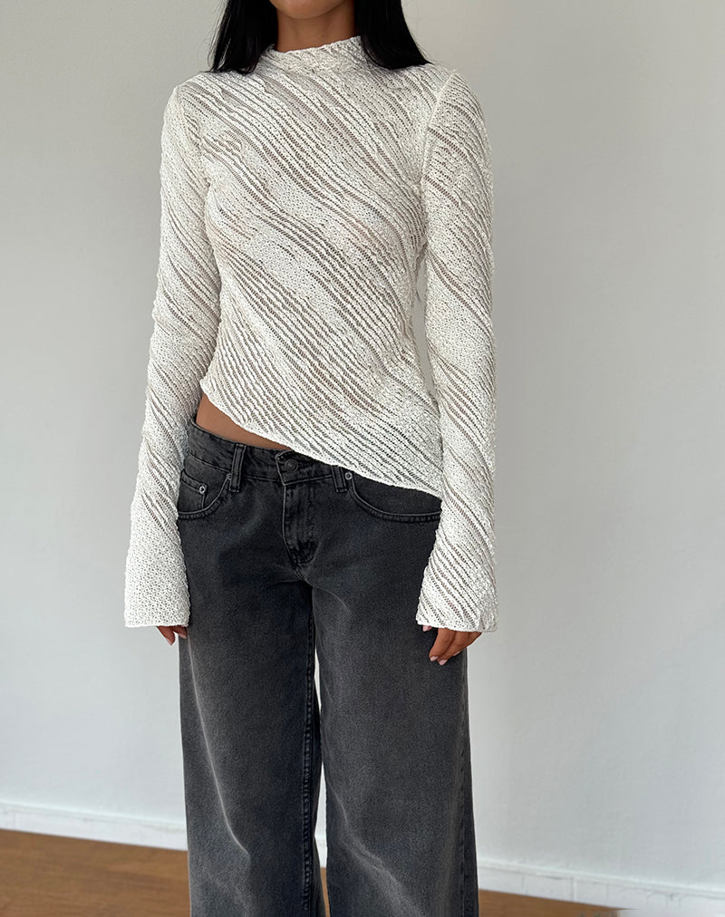 Image of Kittie Long Sleeve Top in Textured Ivory