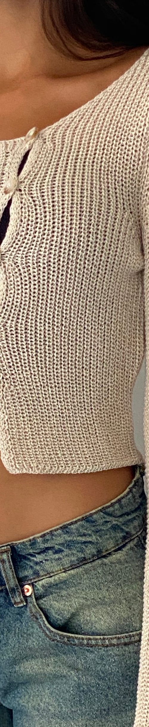 Image of Kazayo Long Sleeve Knit Top in Natural