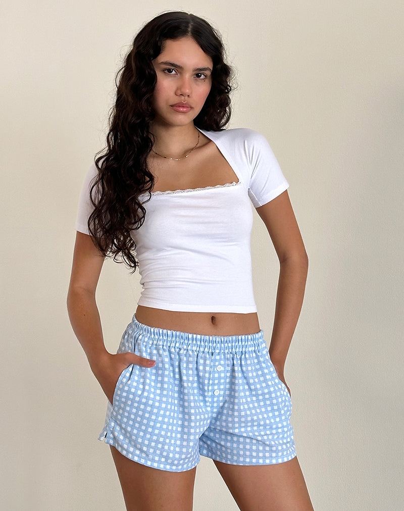 navy gingham shorts