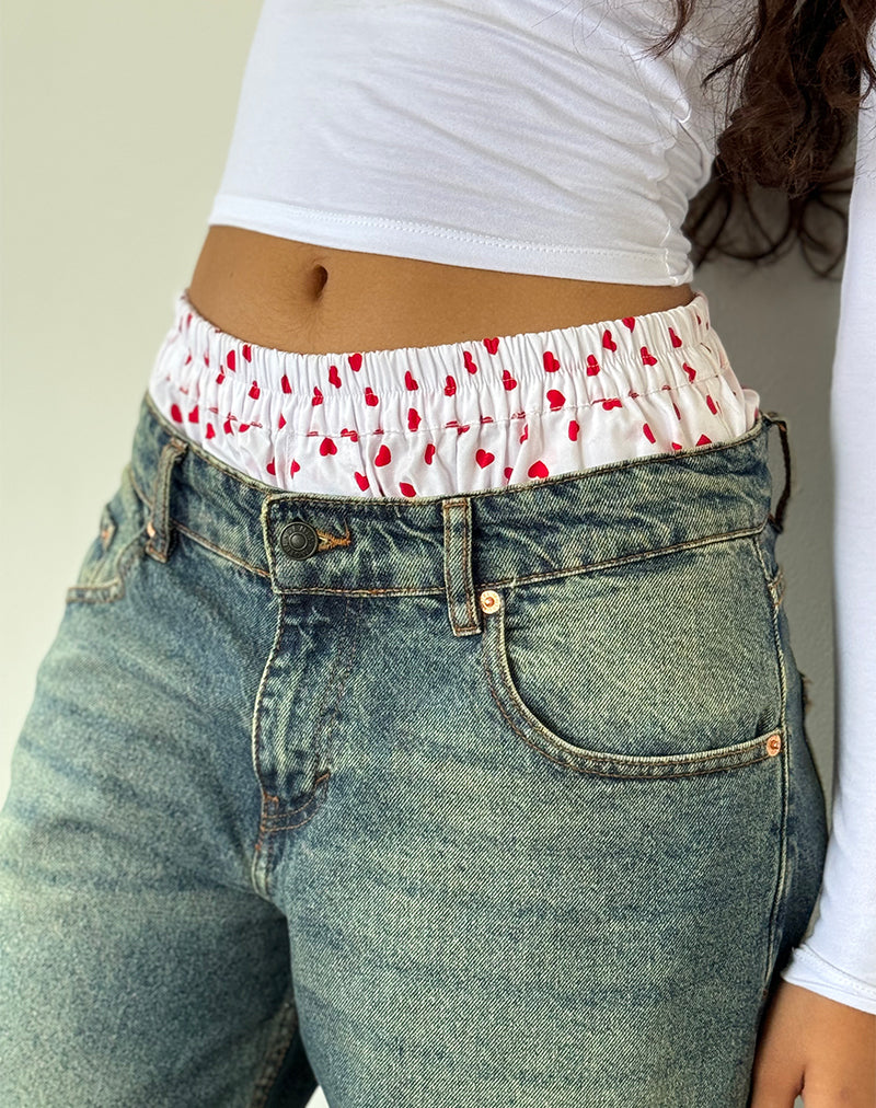 Image of Laboxe Shorts in White Red Hearts