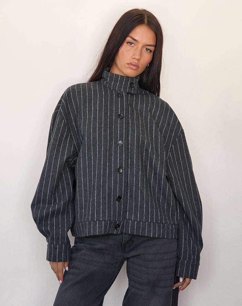 Charcoal Pinstripe Jacket | Lastika – motelrocks.com