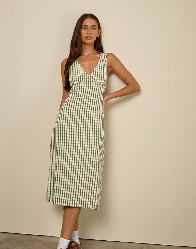 Green Check Midi Dress | Lavisha motelrocks.com Green Check Midi Dress | Lavisha motelrocks.com