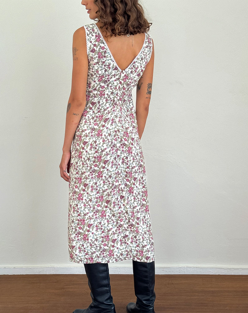 lavisha midi dress in antique blue and ivory floral Lavisha Midi Dress in Antique Blue and Ivory Floral