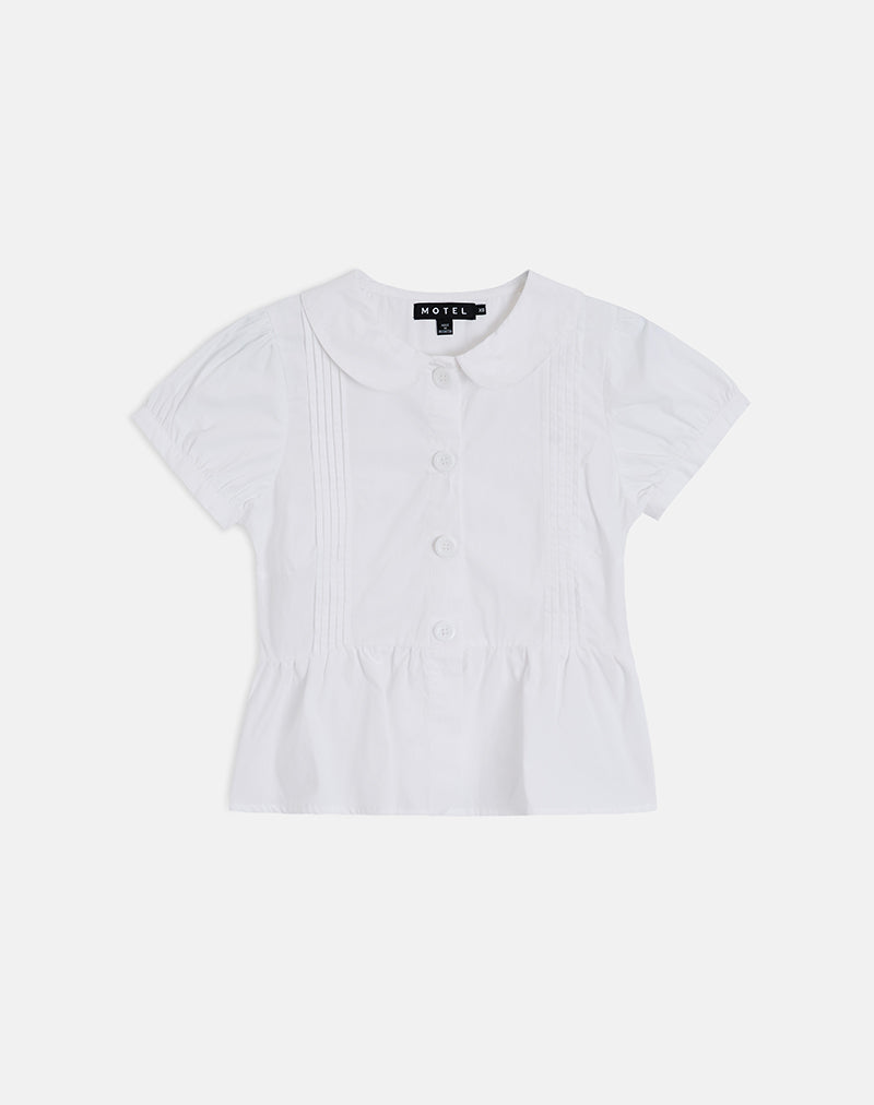 Poplin White Blouse with Peplum Hem | Linde – motelrocks.com