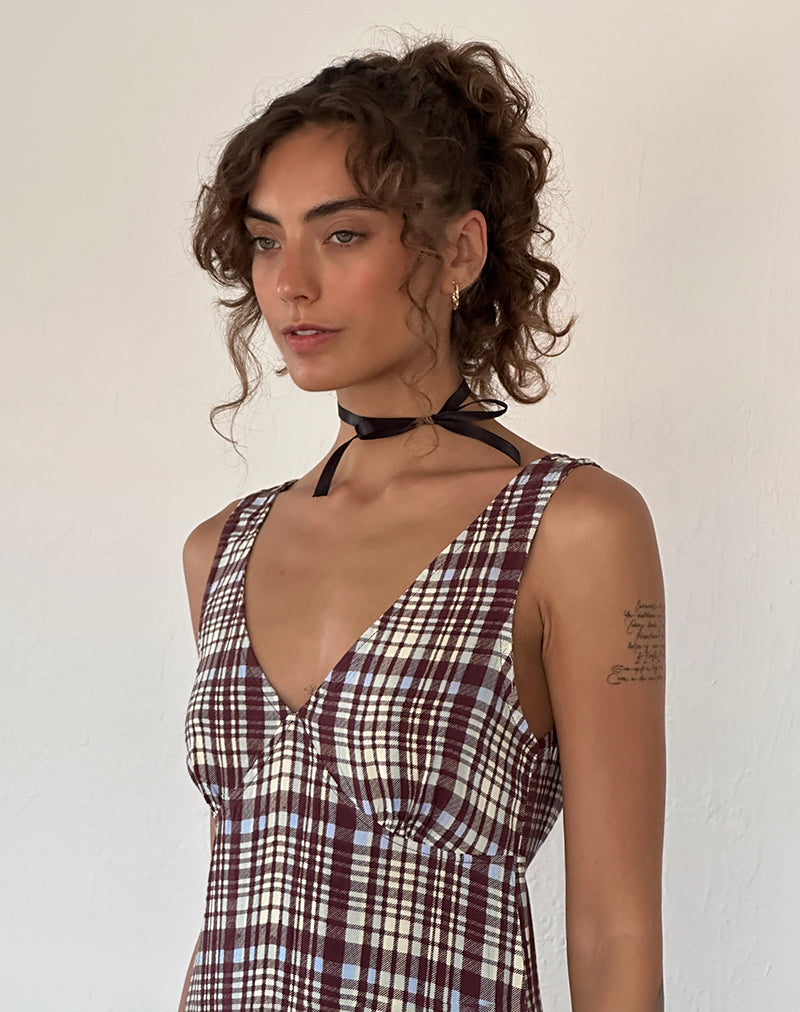 Multi Check Brown Midi Dress | Liva motelrocks.com Multi Check Brown Midi Dress | Liva motelrocks.com