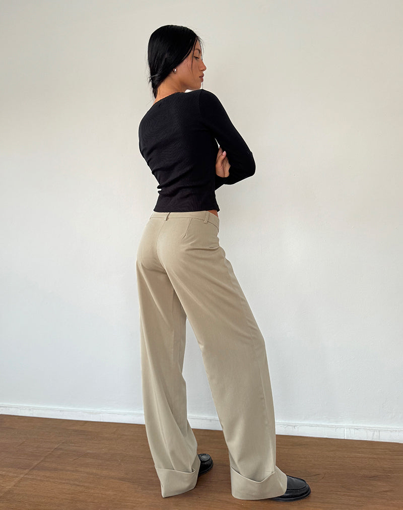 Image of Abba Low Rise Trousers in Stone