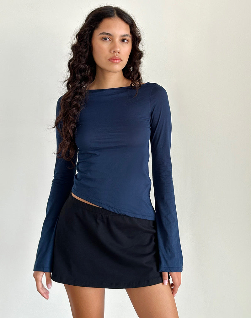 Lunica Long Sleeve Top in Tissue Jersey Navy