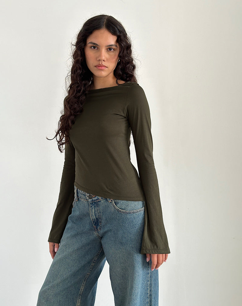 Lunica Top in Tissue Jersey Olive