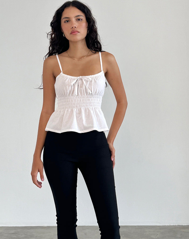 Off White Tie Front Cami Top | Lyncia – motelrocks.com