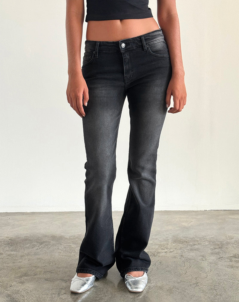 Extreme Black Flared Jeans  Low Rise –