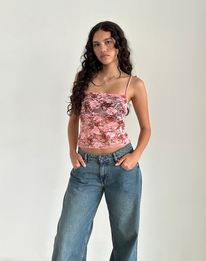 Pink Lace Floral Bloom Top | Magita – motelrocks.com
