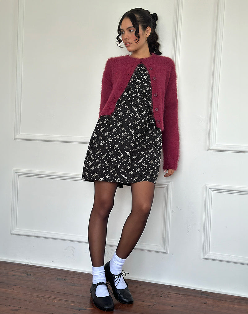 Black Floral Land Mini Dress