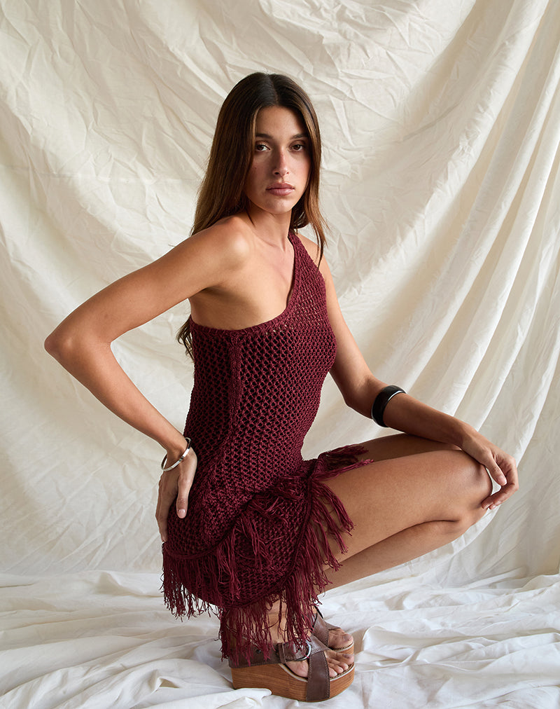 Berry Red Knit Asymmetric Mini Fringe Dress | Meloka motelrocks.com Berry Red Knit Asymmetric Mini Fringe Dress | Meloka motelrocks.com