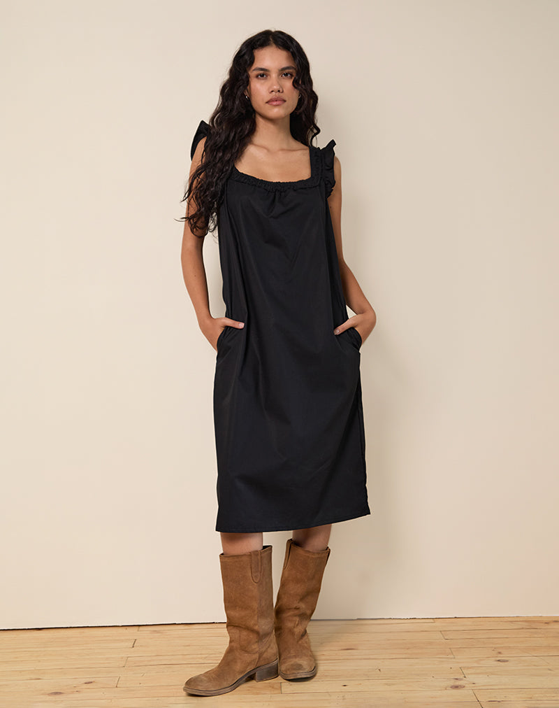 walking through the front door seeing your black dress lyrics Black Poplin Smock Midi Dress