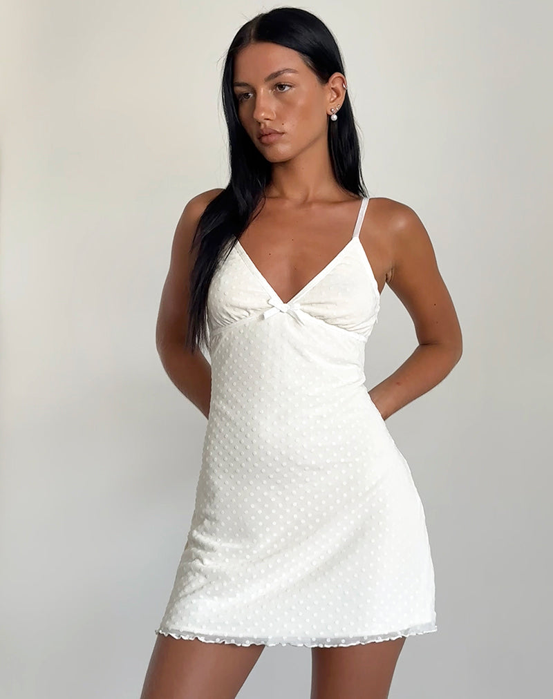 Ivory Polka Flock Cami Mini Dress | Melvia – motelrocks.com