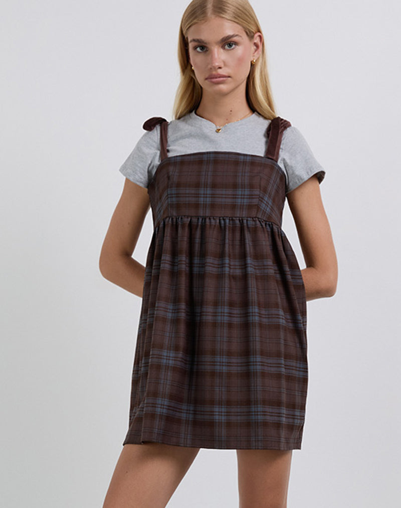 mikayla mini dress Motel Mikayla Square Neck Check cami Dress in Navy