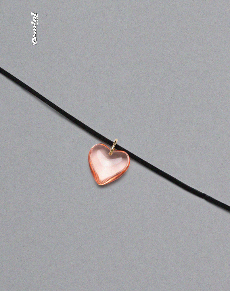 Mimi Pink Glass Heart Necklace