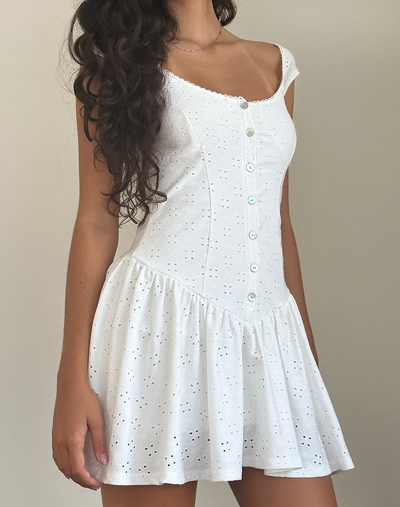 chinese dress ladies Constance Broderie Anglaise Midi Dress