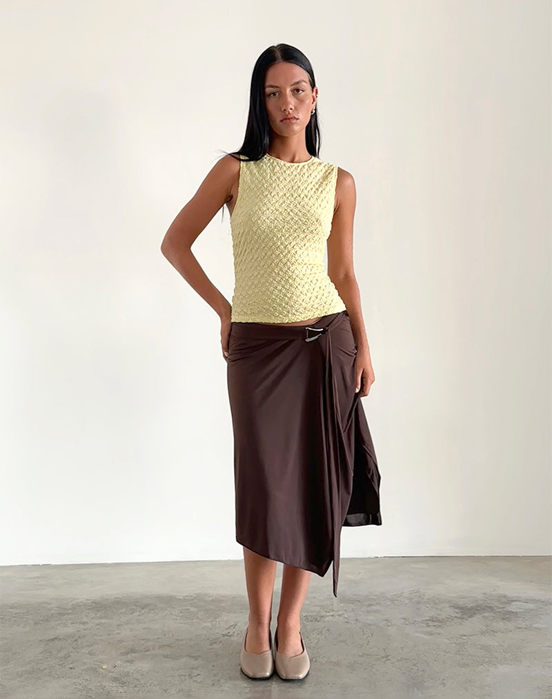 Mohala Top in Bubble Knit Soft Yellow