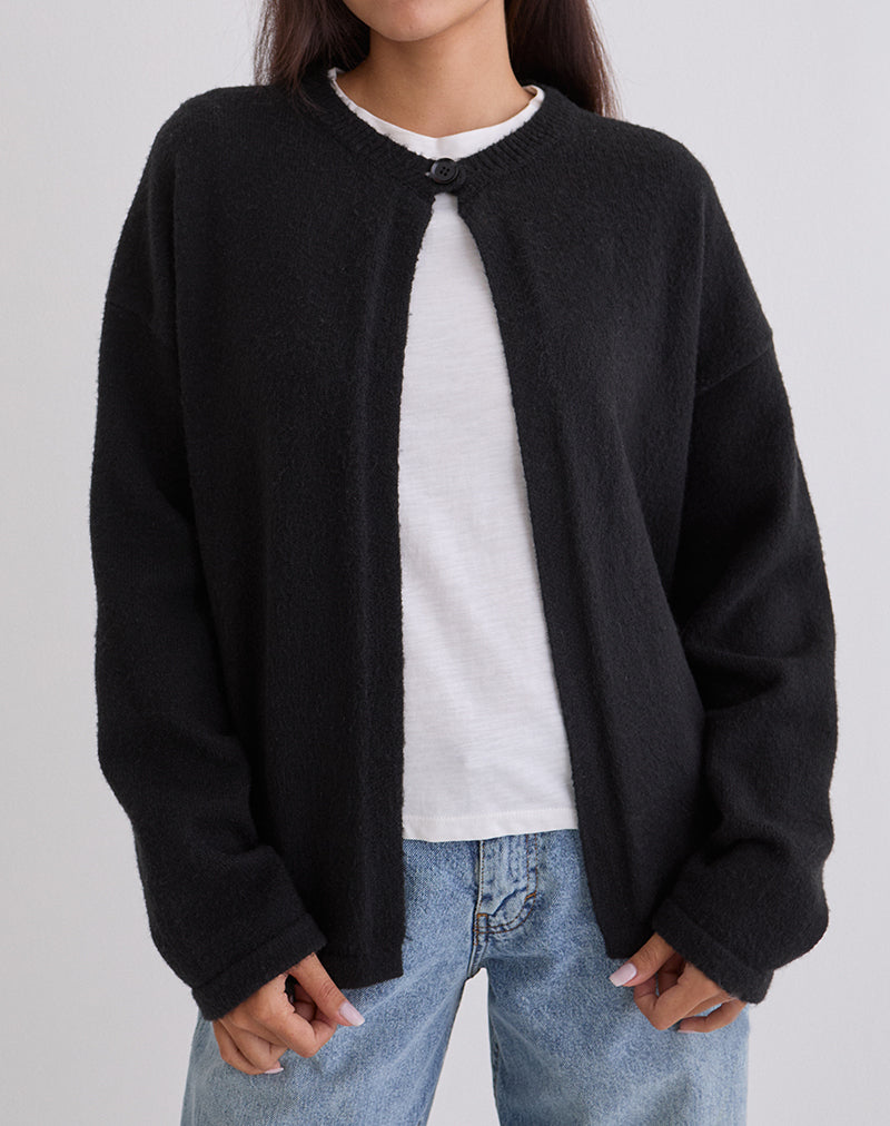 Black Loose Fit Cardigan | Maureen – motelrocks.com