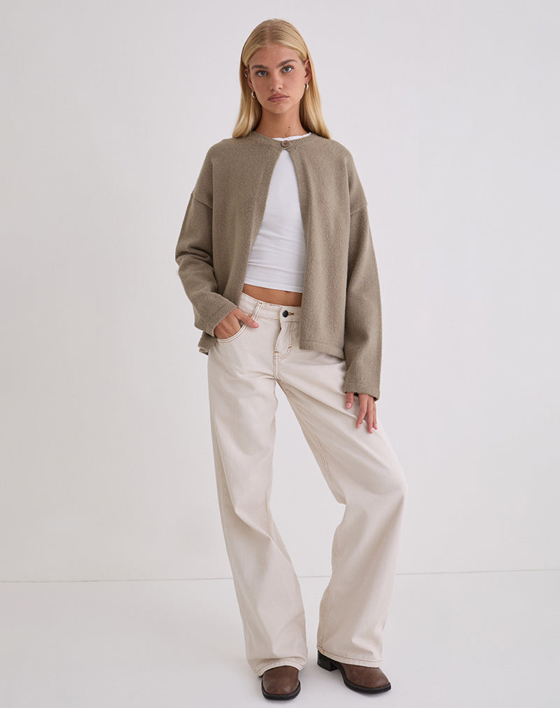 Taupe Light Brown Cardigan | Maureen – motelrocks.com