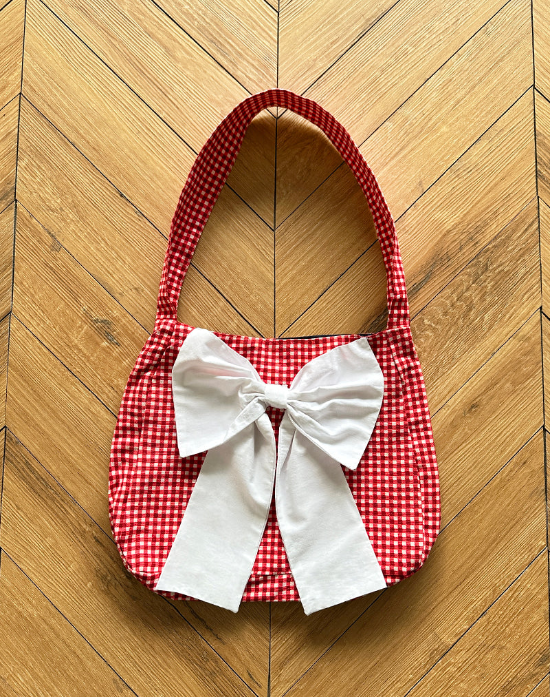 Image of Nagi Bag in Red Gingham with White Bow