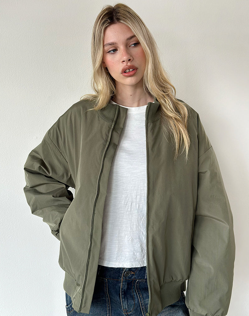 Green Puffy Bomber Jacket | Najora – motelrocks.com