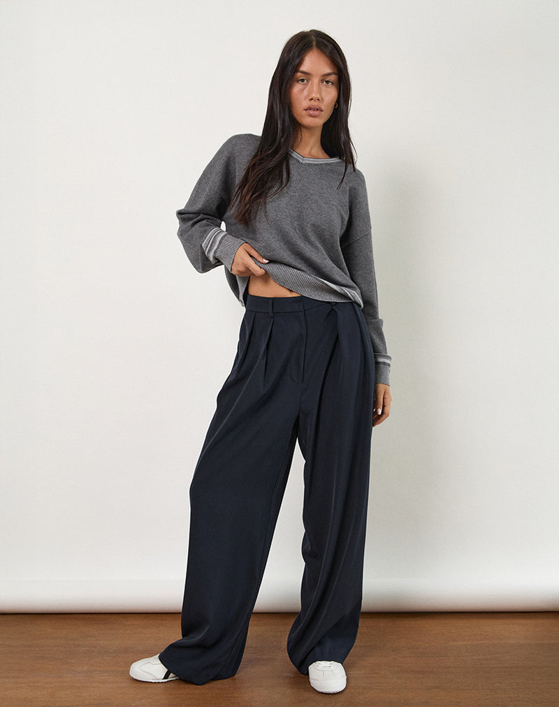 Navy Tailoring Wide Leg Pleated Trouser | Nala – motelrocks.com Navy Tailoring Wide Leg Pleated Trouser | Nala – motelrocks.com