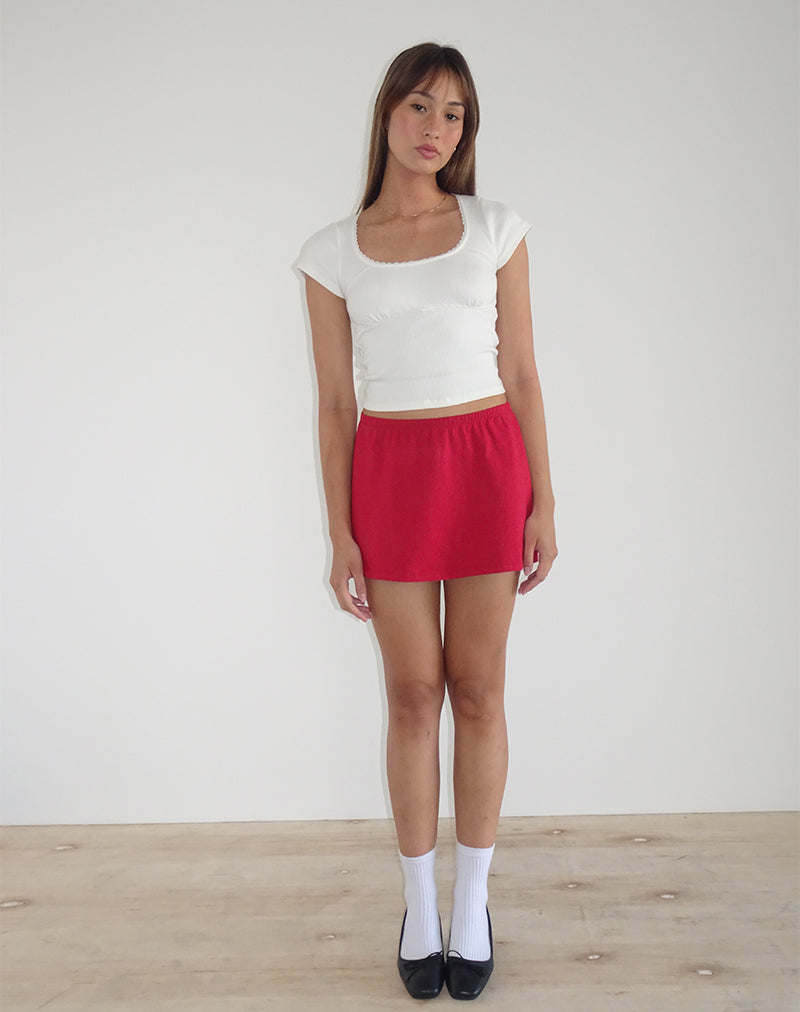 Image of Nidya A-Line Mini Skirt in Adrenaline Red