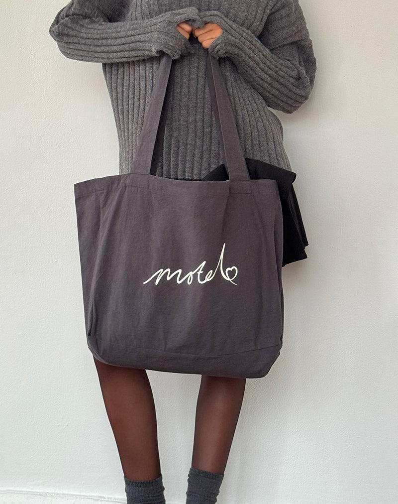 Image of Nola Totebag in Beluga with Motel Embroidery