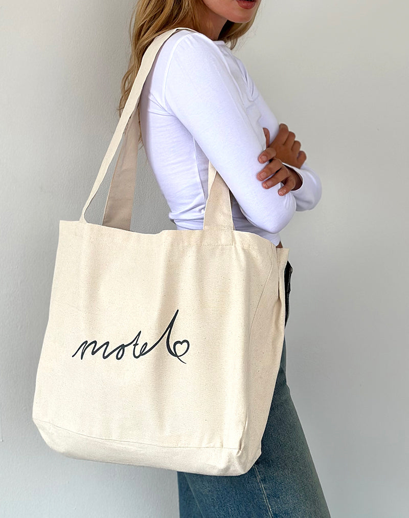 Nola Totebag in Off White with Motel Print