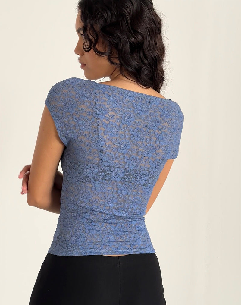 Image of Nova Top in Moonlight Blue Lace