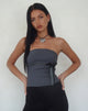 Image of Novita Bow Detail Bandeau Top in Tailoring Charcoal Grey