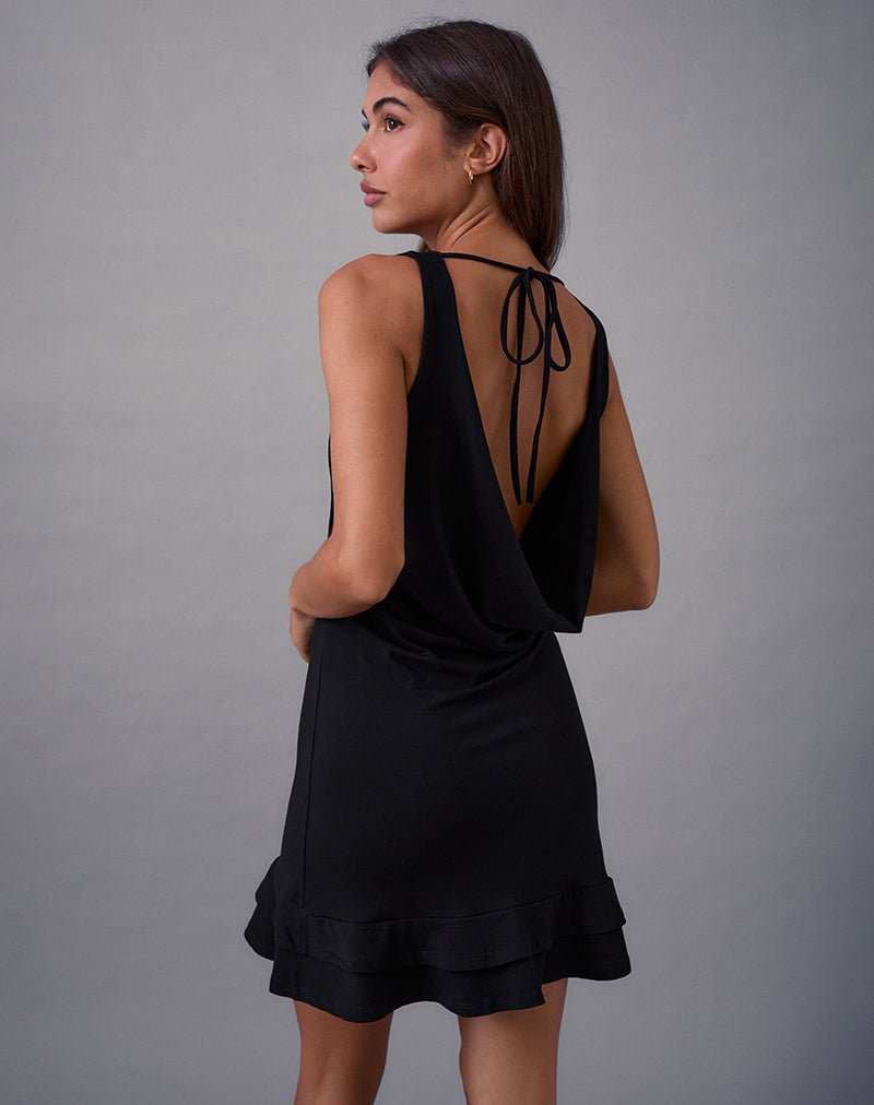 motel rocks backless dress Quelin Backless Dress in Rib Black