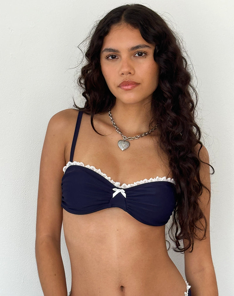 Set Bikini OVS Romantic Lace - Noir/bleu - Taille 34B (3B) - Coppa C - Neuf Avec étiquettes