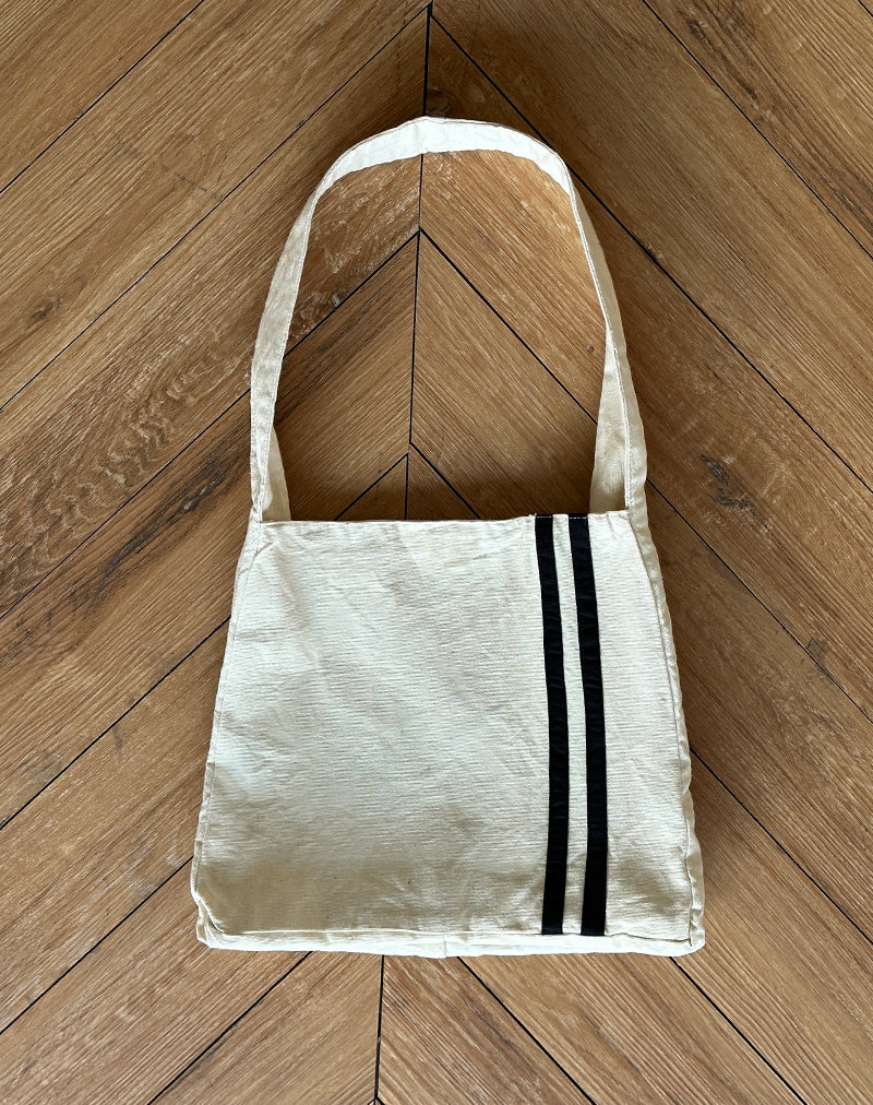 image of Pardi Canvas Bag in Ecru with Black Stripe