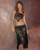 image of Vana Waterfall Hem Lace Midi Skirt in Jet Black