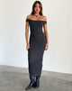 Image of Racha Thick Rib Bardot Maxi Dress in Black Forest