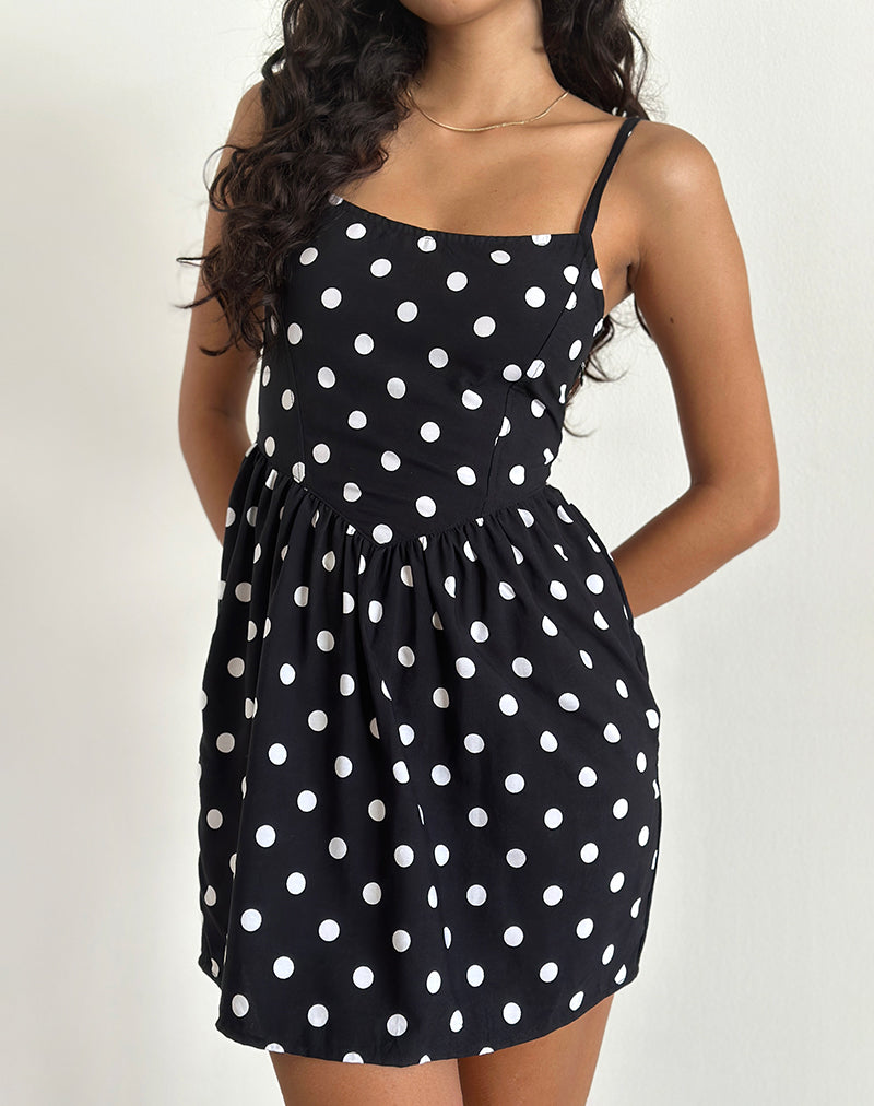 80s Polka Black Mini Dress | Ramana motelrocks.com 80s Polka Black Mini Dress | Ramana motelrocks.com