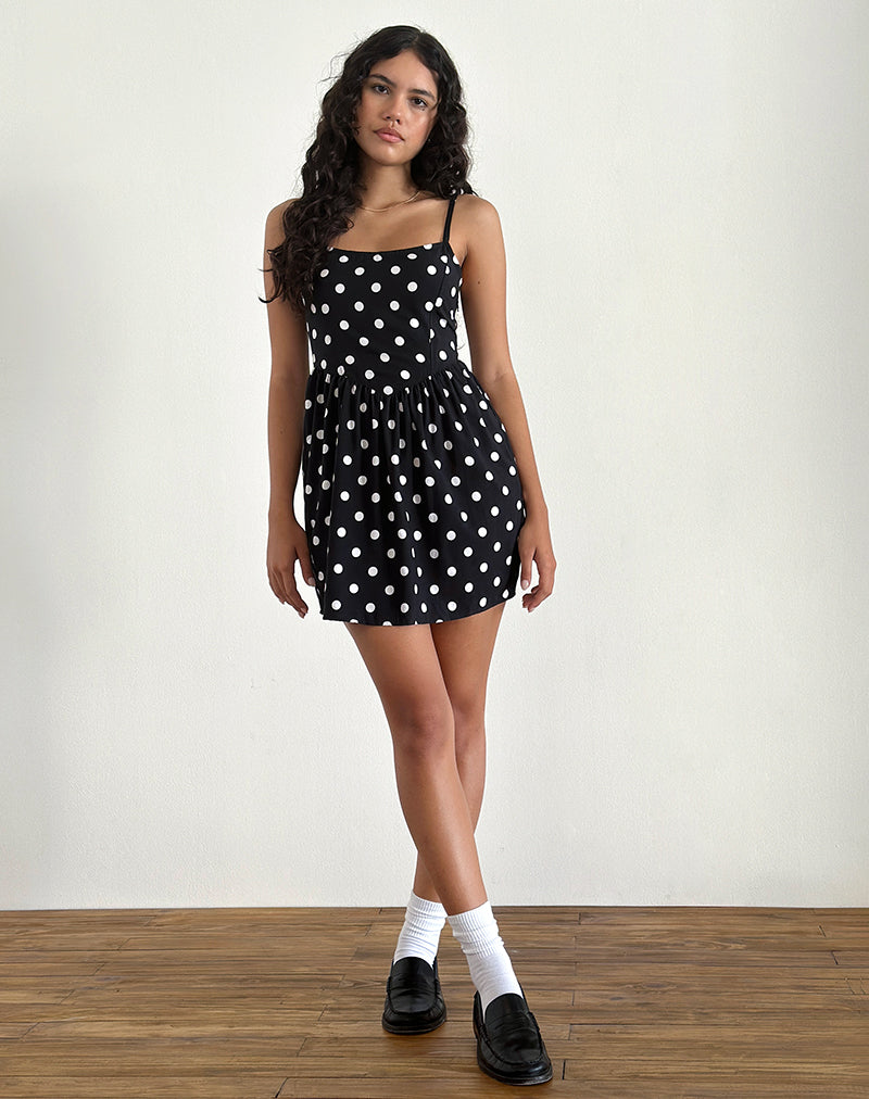 80s Polka Black Mini Dress Ramana –