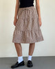 Image of Reef Midi Skirt in Mini Gingham Brown