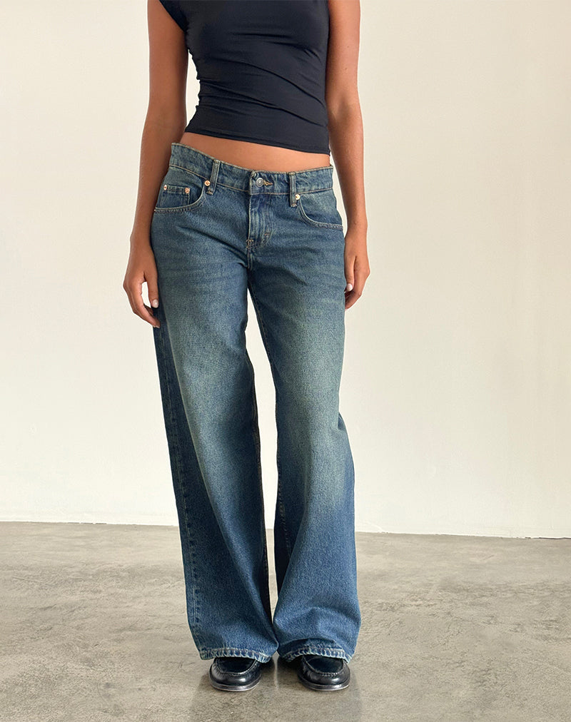 Bright Blue Extra Wide Low Rise Jeans Roomy –