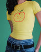 image of Salida Top in Yellow with Apple Motif