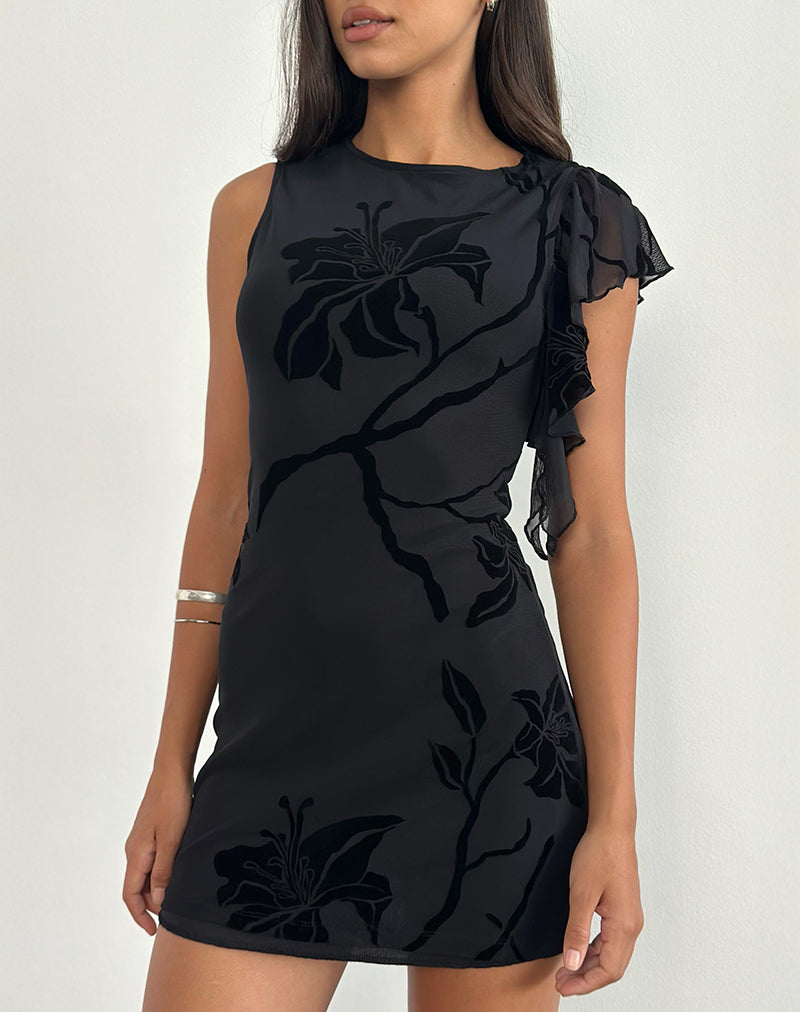 Black Floral Print Mini Dress | Salya  motelrocks.com