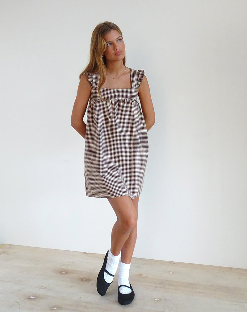 strapless open back dress Littlebox India Square Neck Gingham Maxi Dress In Red M main image 1