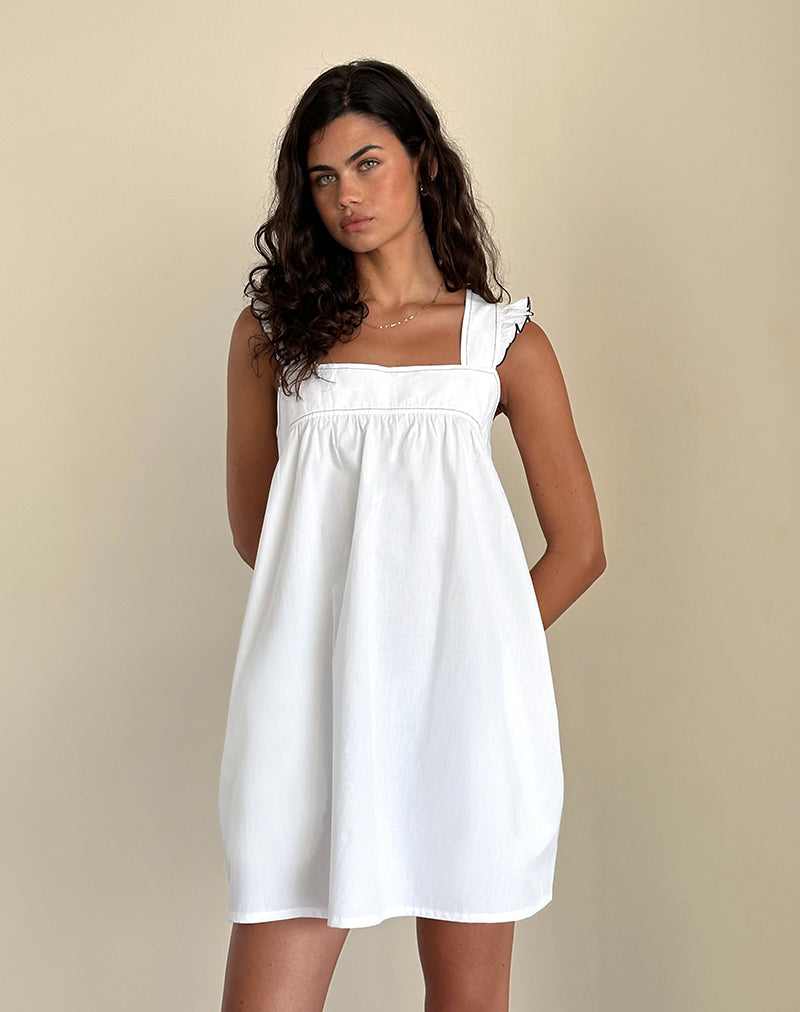 White Square Neckline Mini Dress | Sanaly – motelrocks.com