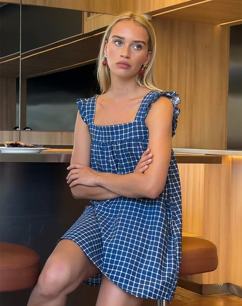 Navy Tartan Rami Mini Dress | Sanaly – motelrocks.com