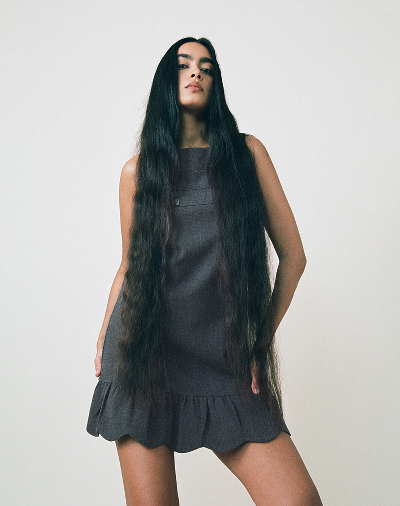 Grey Blue Tailored Mini Dress